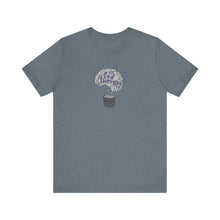 Load image into Gallery viewer, Pod Therapy Grey/Periwinkle Logo Unisex Jersey Short Sleeve Tee