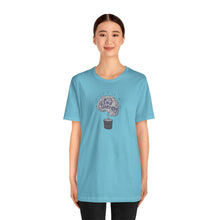 Load image into Gallery viewer, Pod Therapy Grey/Periwinkle Logo Unisex Jersey Short Sleeve Tee