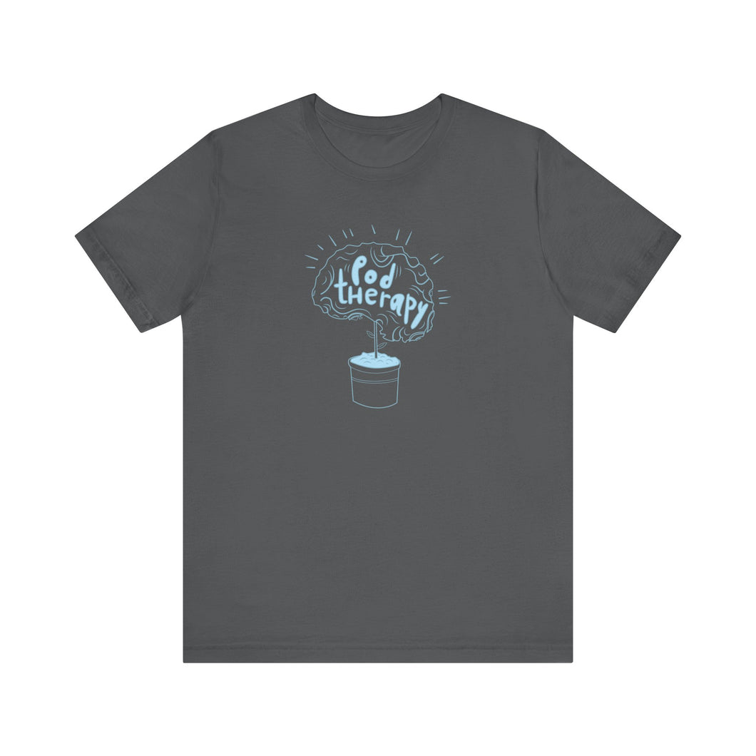 Pod Therapy Outline Logo Sky Blue Unisex Jersey Short Sleeve Tee