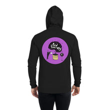 Load image into Gallery viewer, Pod Therapy Zip Hoodie PRINT ON BACK - Purple Logo
