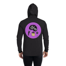 Load image into Gallery viewer, Pod Therapy Zip Hoodie PRINT ON BACK - Purple Logo
