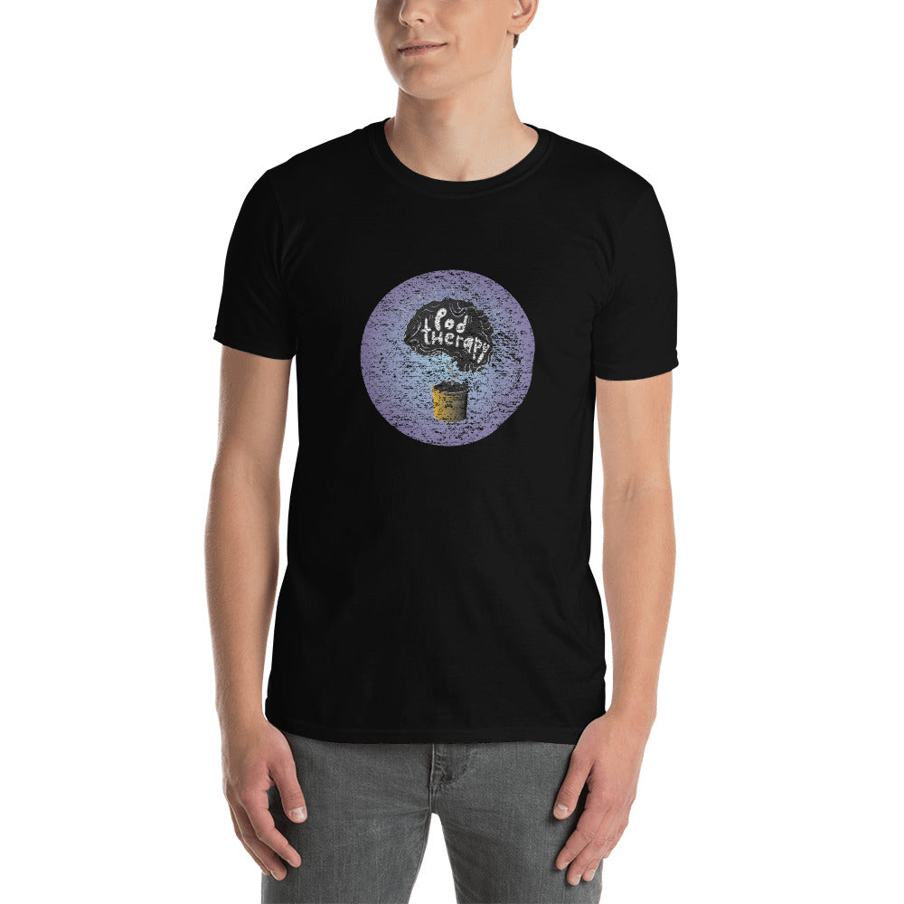 Pod Therapy Distressed Logo-Periwinkle Short-Sleeve Unisex T-Shirt