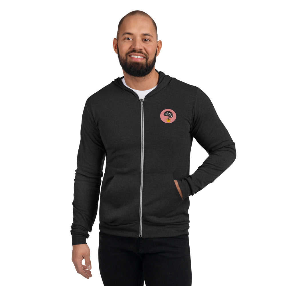 Pod Therapy Unisex Zip Hoodie - Red Logo